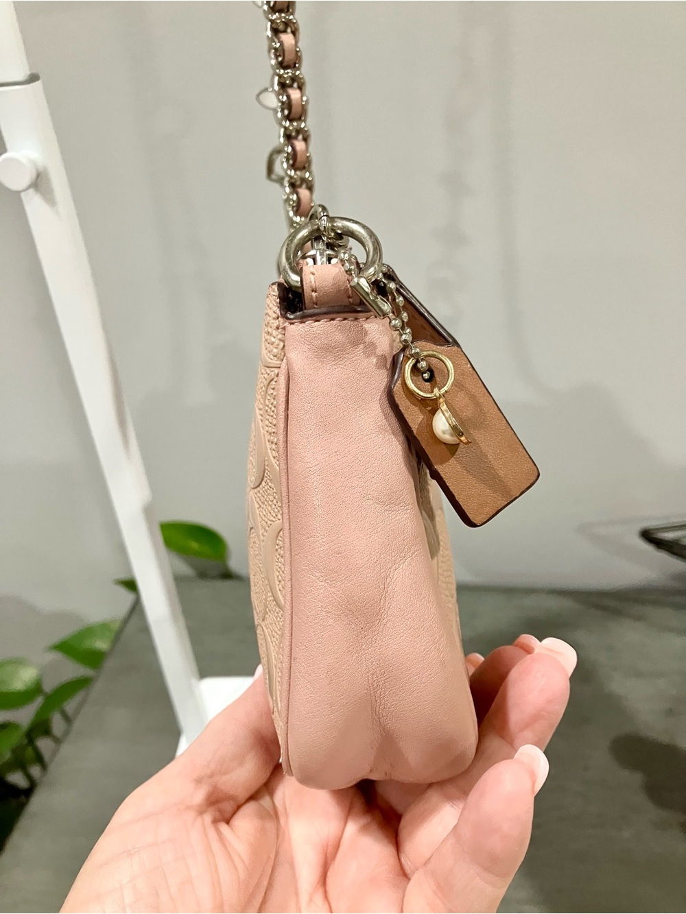 Coach Nolita in Signature Embossed Patent Leather in a pink/blush shade - Picture 5 of 11
